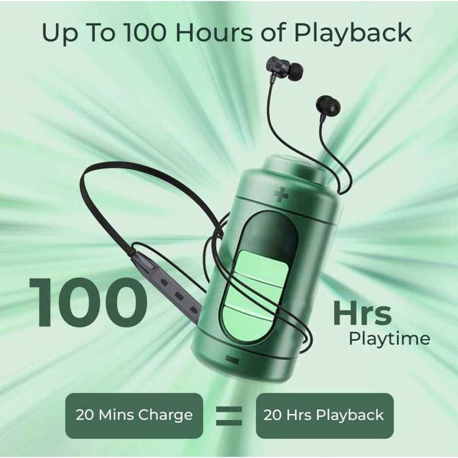 Aroma NB119 Trend -100 Hours Playback |Wireless Bluetooth Neckband | ENC | Black