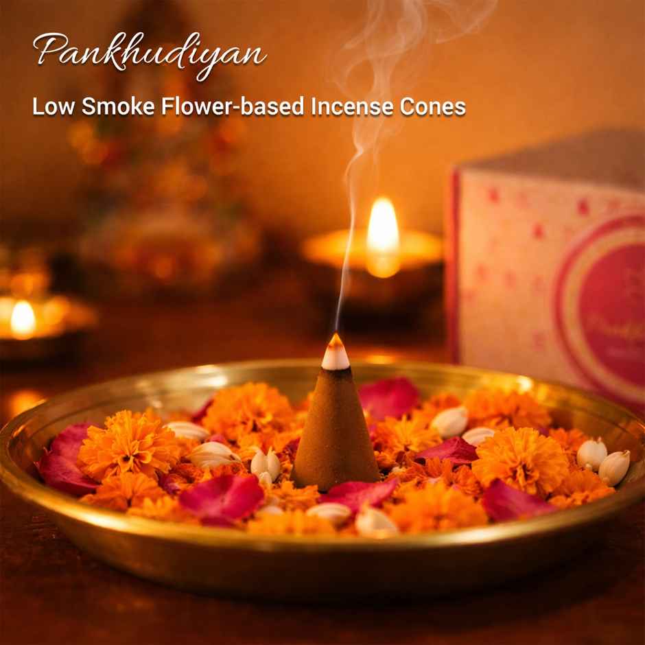 Pankhudiyan Premium Flower based Incense Cones - Rose & Patchouli (Monthly Pack)