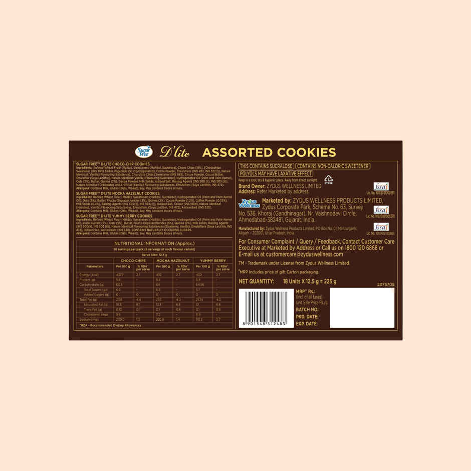 Sugar Free D'Lite Assorted Cookies Festive Celebration Gift Box