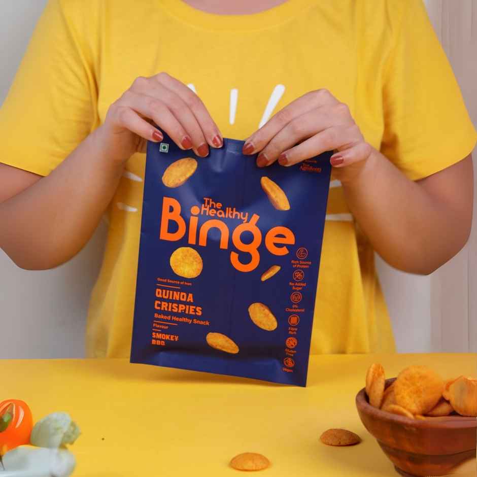 The Healthy Binge Quinoa Baked Chips Smokey Bbq -High Protein And Fibre Combo