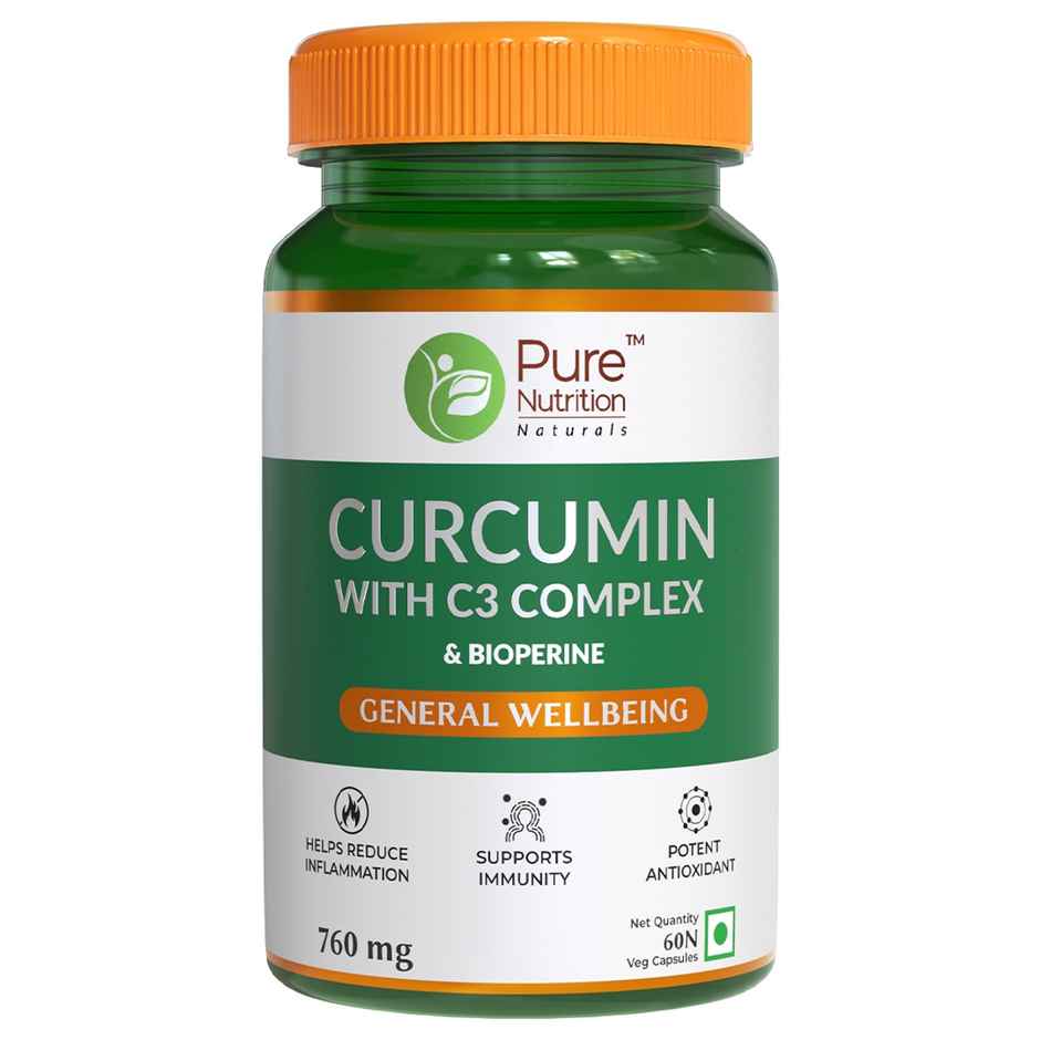 Pure Nutrition Curcumin C3 with Bioperine | Joint & Immunity | 60 Veg Caps