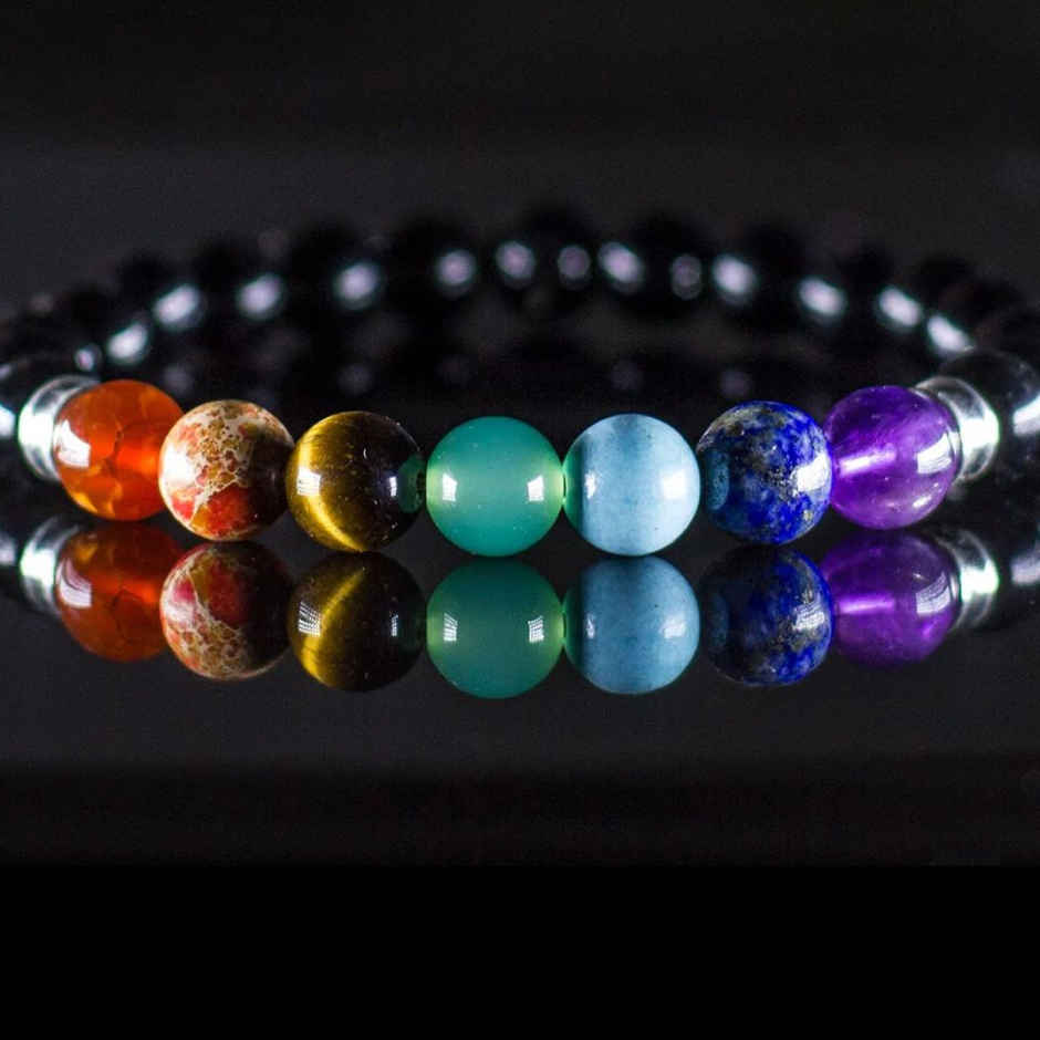 Seetara 7 Chakra Lava Stone Bracelet for Healing & Balance