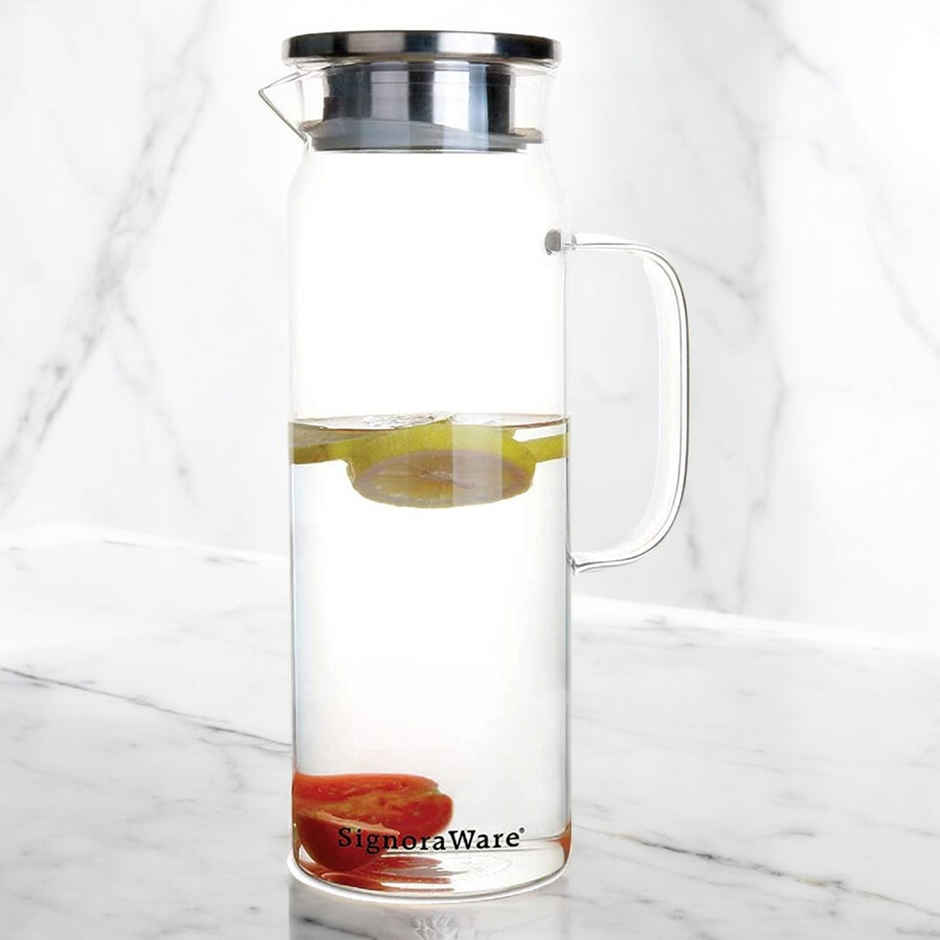 SignoraWare Lifestyle Borosilicate Glass Jug With Steel Lid 1500Ml, 1461Clear