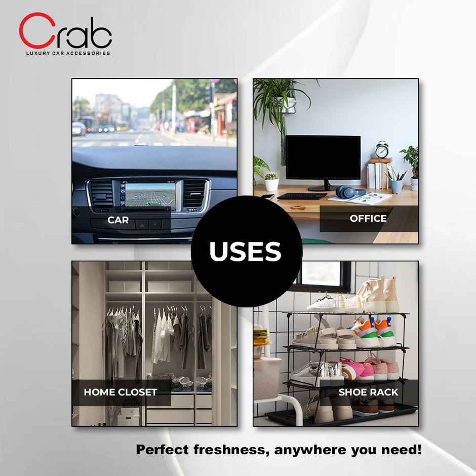 Crab Premium White Ecstasy Car Perfume | Long-Lasting & Elegant Air Freshener | Cars, Homes