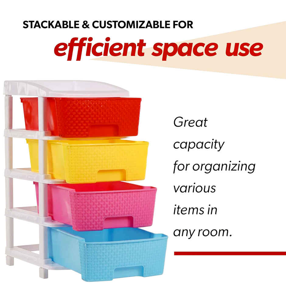 Kuber Industries 4-Layer & 73 L Plastic Drawer Storage Organiser