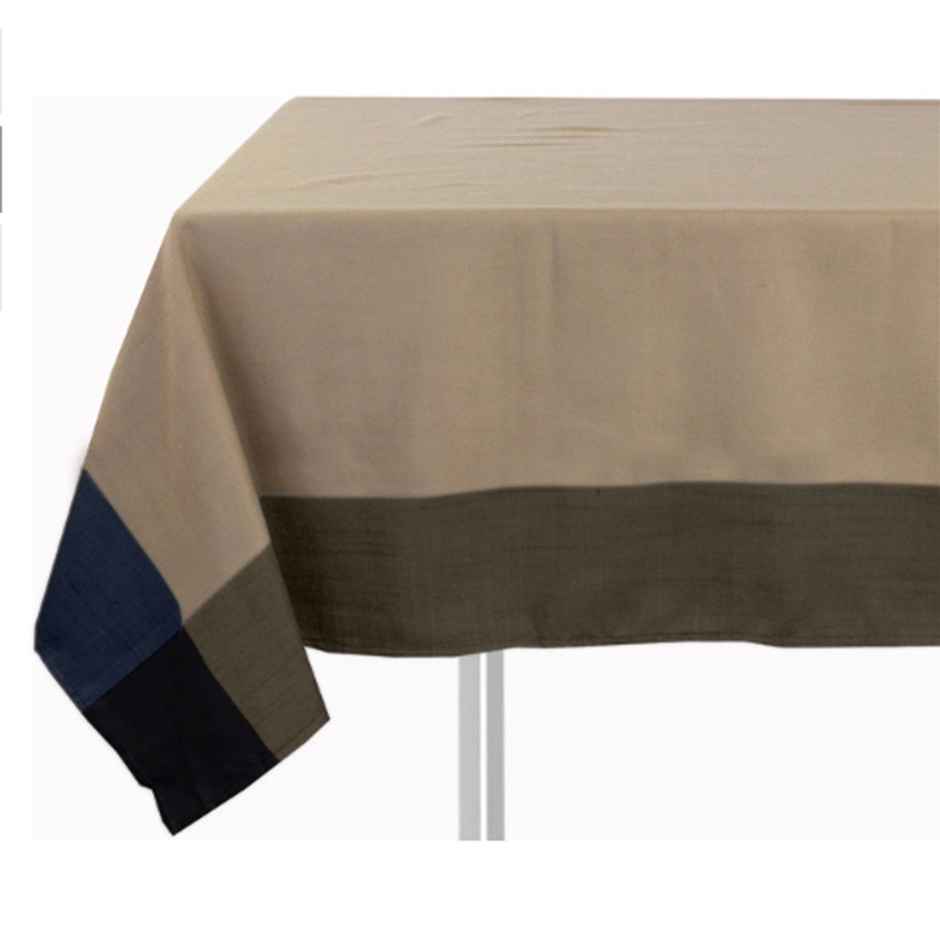 Lushomes Rectangle Dining Table Cover - 6 Seater | Navy Beige Cotton | 57 x 86 inch