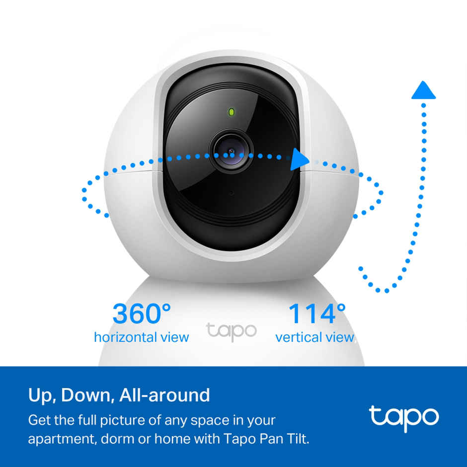 TP-Link Tapo C200 360Degree 2MP 1080p Full HD Pan/Tilt Home Security Wi-Fi Smart Camera| Alexa Enabled| 2-Way Audio| Night Vision| Motion Detection| Sound and Light Alarm| Indoor CCTV -  White
