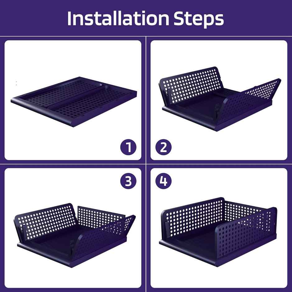 Kuber Industries Pack of 4 Plastic Storage Wardrobe Organizer for Almirah | Large | Blue