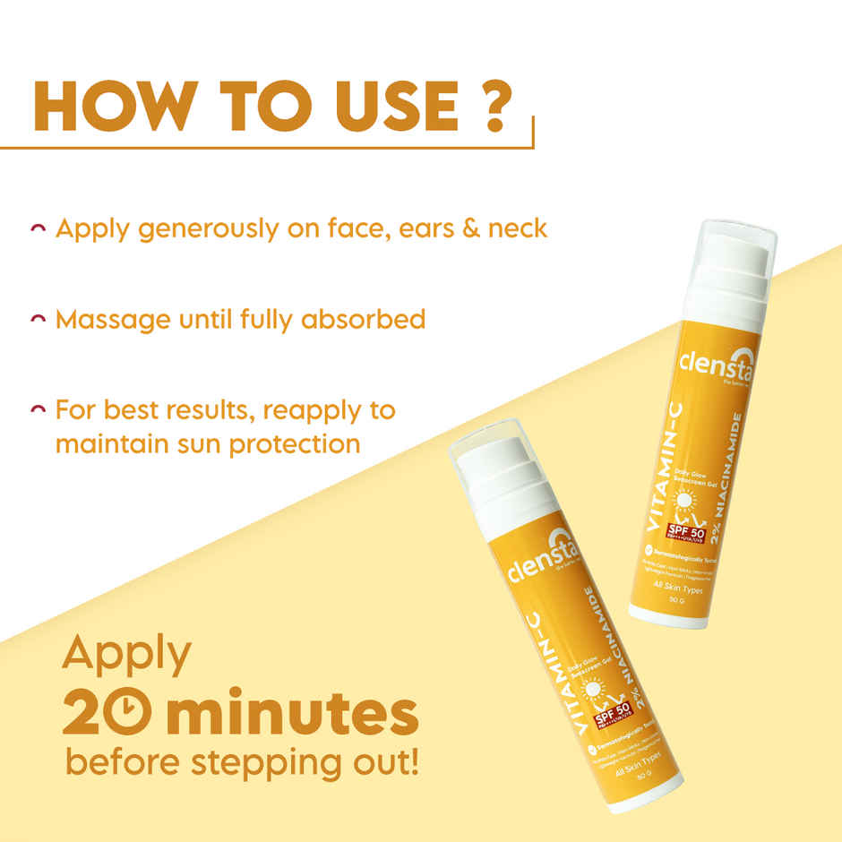 Clensta Vitamin C Daily Glow Sunscreen Gel spf 50+++ Uva/uvb