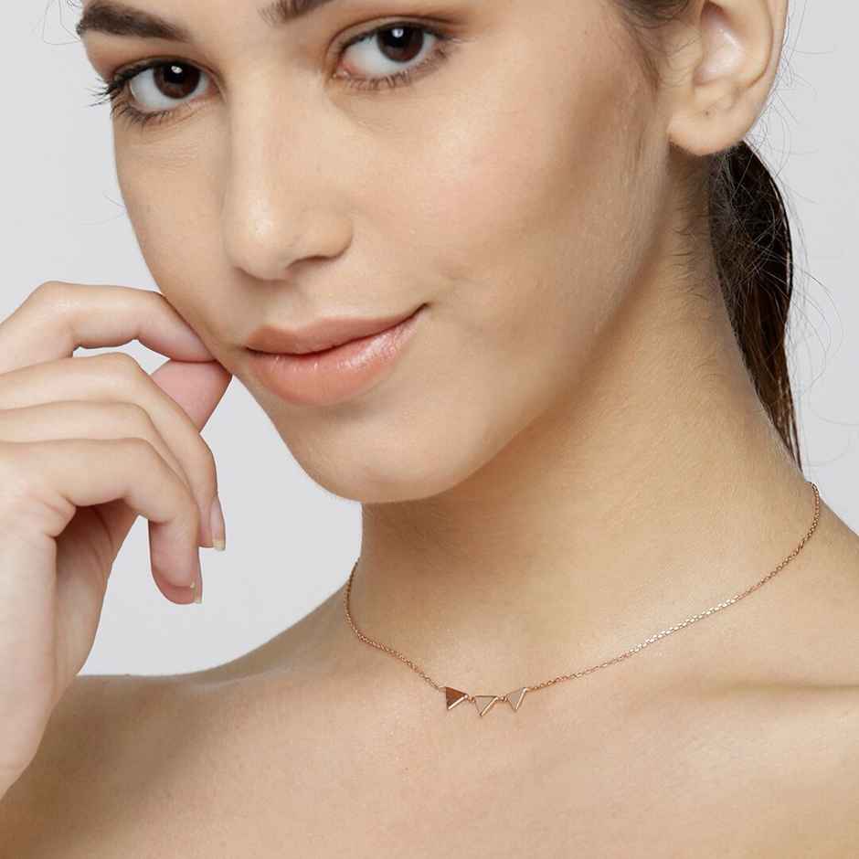 Carlton London 18kt Rose Gold Plated Triangular Necklace | B523803N