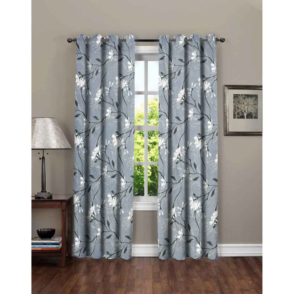 BAY6 Microfiber Cotton Door Curtains - Set of 2 - (9x4 ft) - Grey