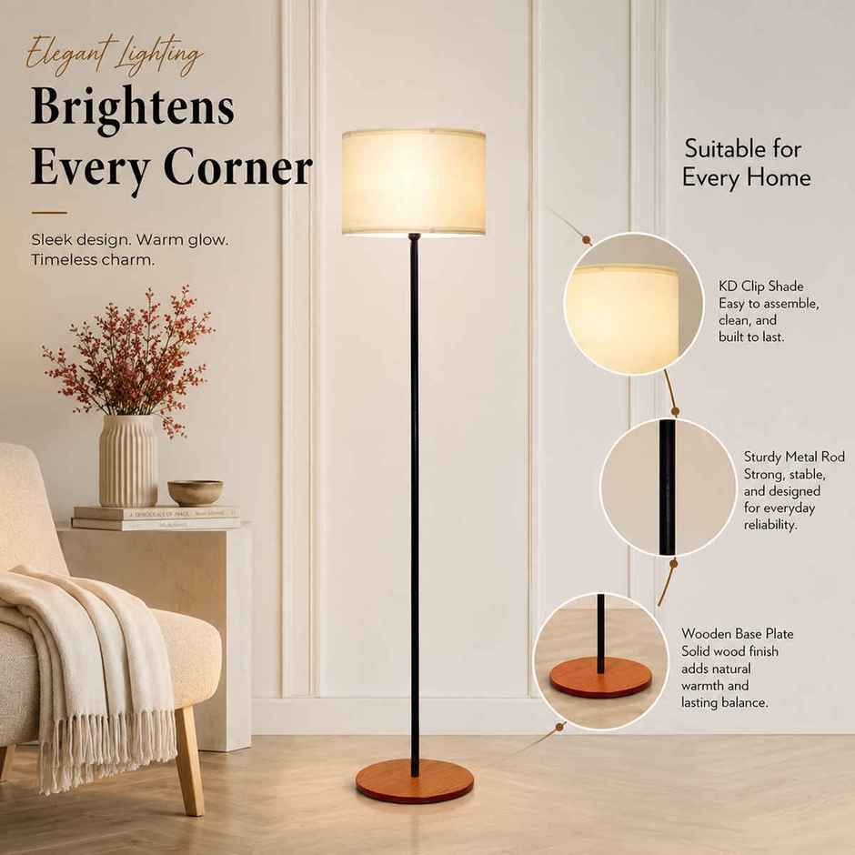 Homesake Modern Floor Lamp | Mid-Century Pole Lamp Light for Living Room | Bedroom Room Office