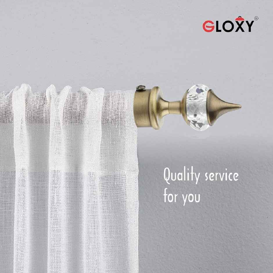Gloxy Aluminium Single Diamond Curtain Brackets with Support & Fittings | Antique, 3 Pair