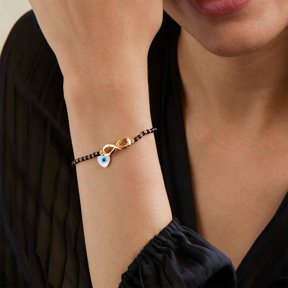 Minutiae Gold-Plated Stone Beaded Charm Bracelet