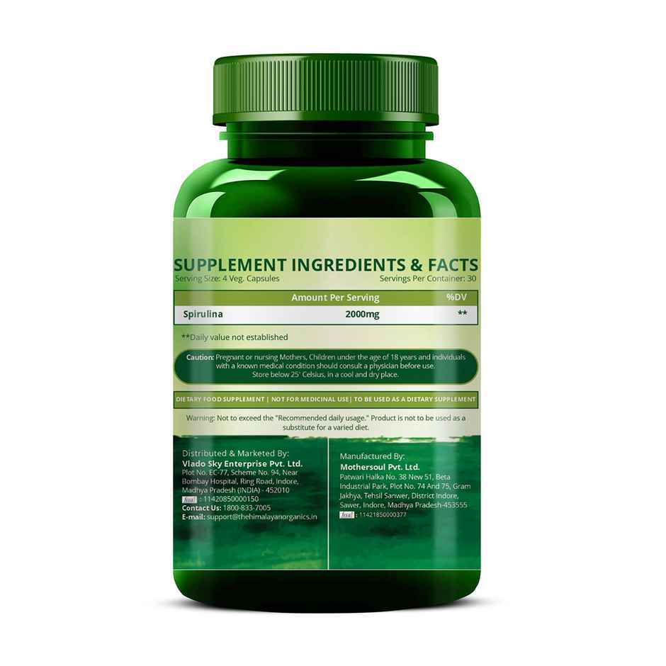 Vlado's Himalayan Organics Spirulina Supplement 120 VEGetarian Capsules