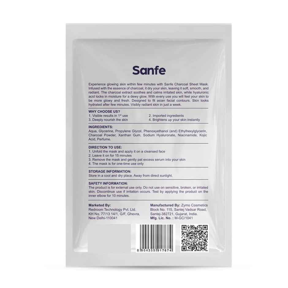 Sanfe Instant Detan Charcoal Face Mask | 100% fruit extracts, Korean Mask