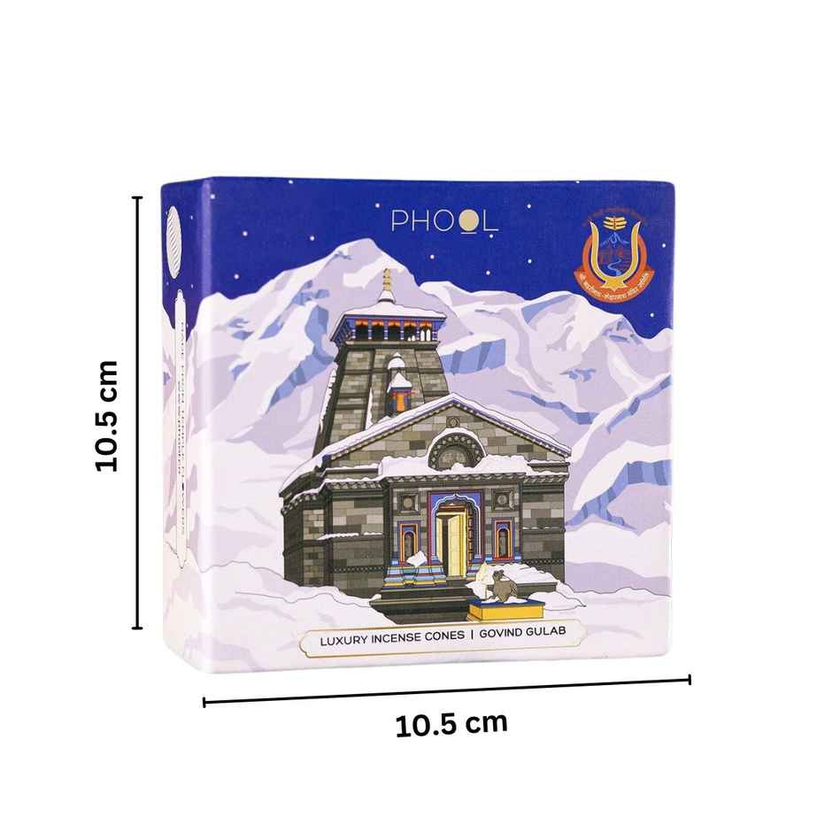 Phool Kedarnath Dhoop Cones Govind Gulab Fragrance Made From Temple Flowers - 40 Pcs
