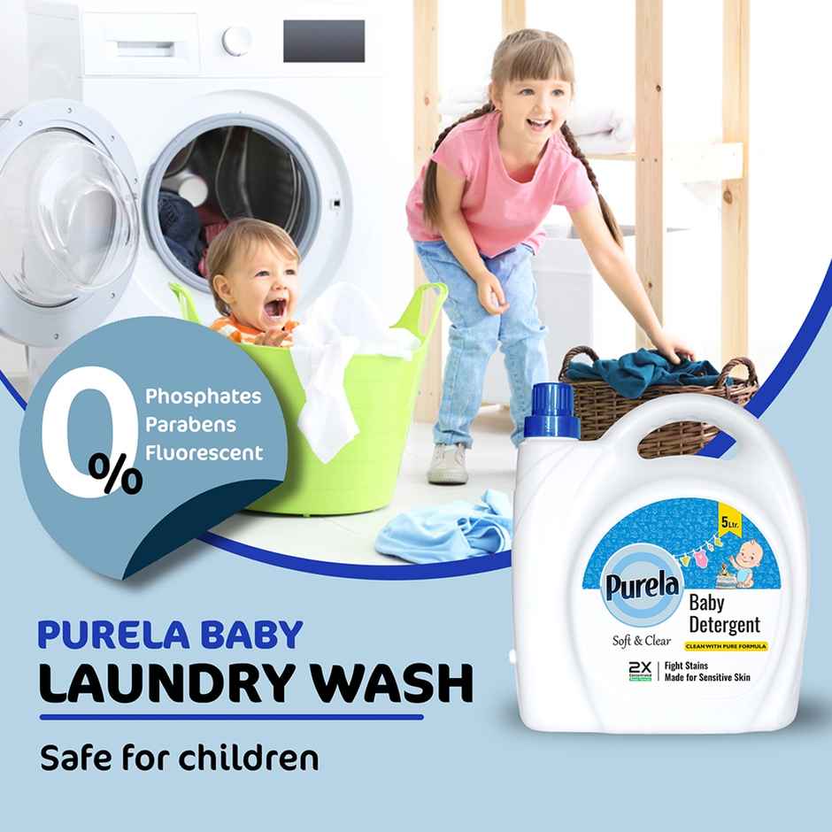 Purela Baby Laundry Liquid Detergent Washing Liquid For Baby Clothesleaf Love 5 l