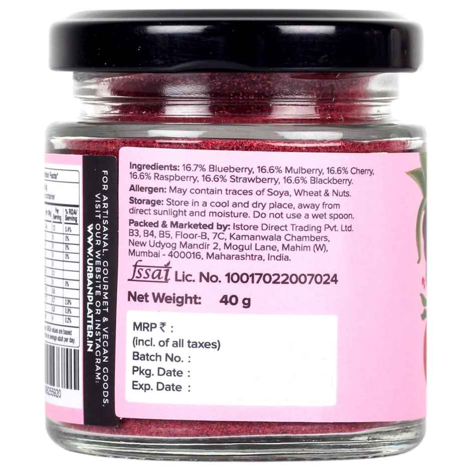 Urban Platter Freeze-Dried 6 Berry Powder,Blueberry, Mulberry, Cherry, Raspberry