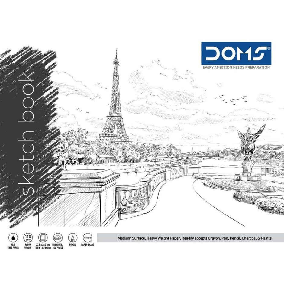 Doms Sketch Book Wiro- 150 gms Paper (72 Pages, 28 cm x 35 cm, Assorted Designs)