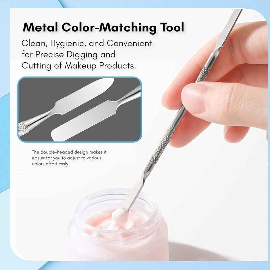 Beaute Secrets Cosmetic Makeup Palette with Spatula Artist Tool for Mixing Silver