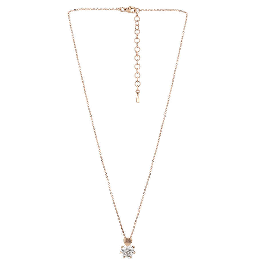 Carlton London 18kt Rose Gold Plated with Solitaire Pendant and Chain | FJN2304