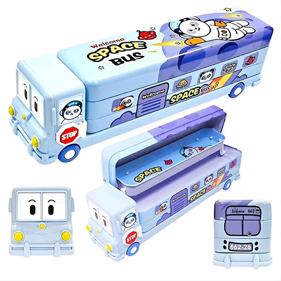 Fablue Bus Shape Pencil Box School Bus Light Blue