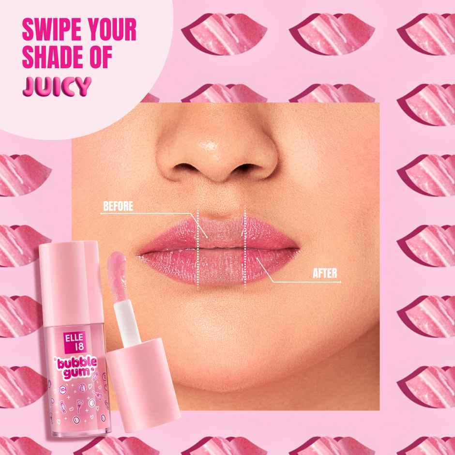 Elle 18 Bubblegum Lip Jelly, Lip Gloss - Chocolate, Pigmented, Fuller Lips