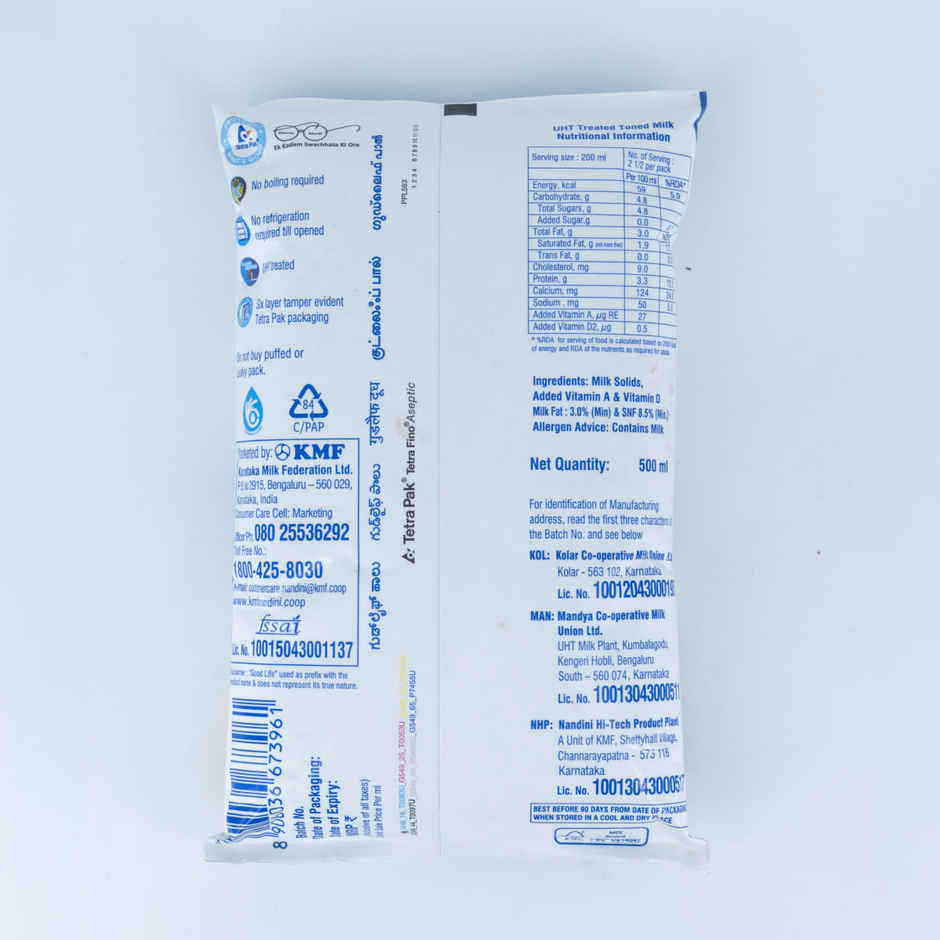 Nandini Goodlife Toned UHT Milk (Fino Pouch)