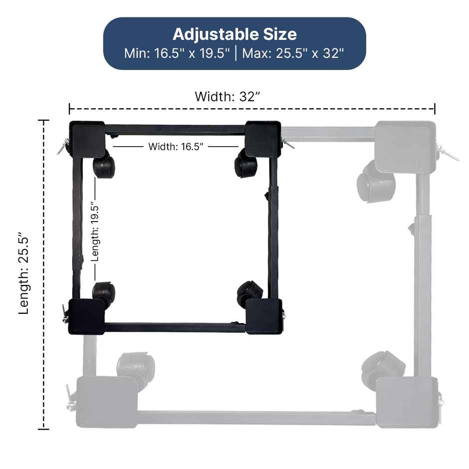 Smart Shelter Washing Machine Stand, Trolley With Wheels For Washing Machine & Fridge Black, 160Kg
