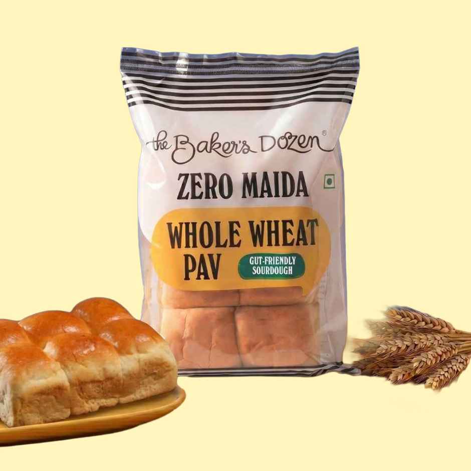 The Baker's Dozen Zero Maida Pav Whole Wheat | Atta Bombay Pav | Gut Friendly | Clean Label