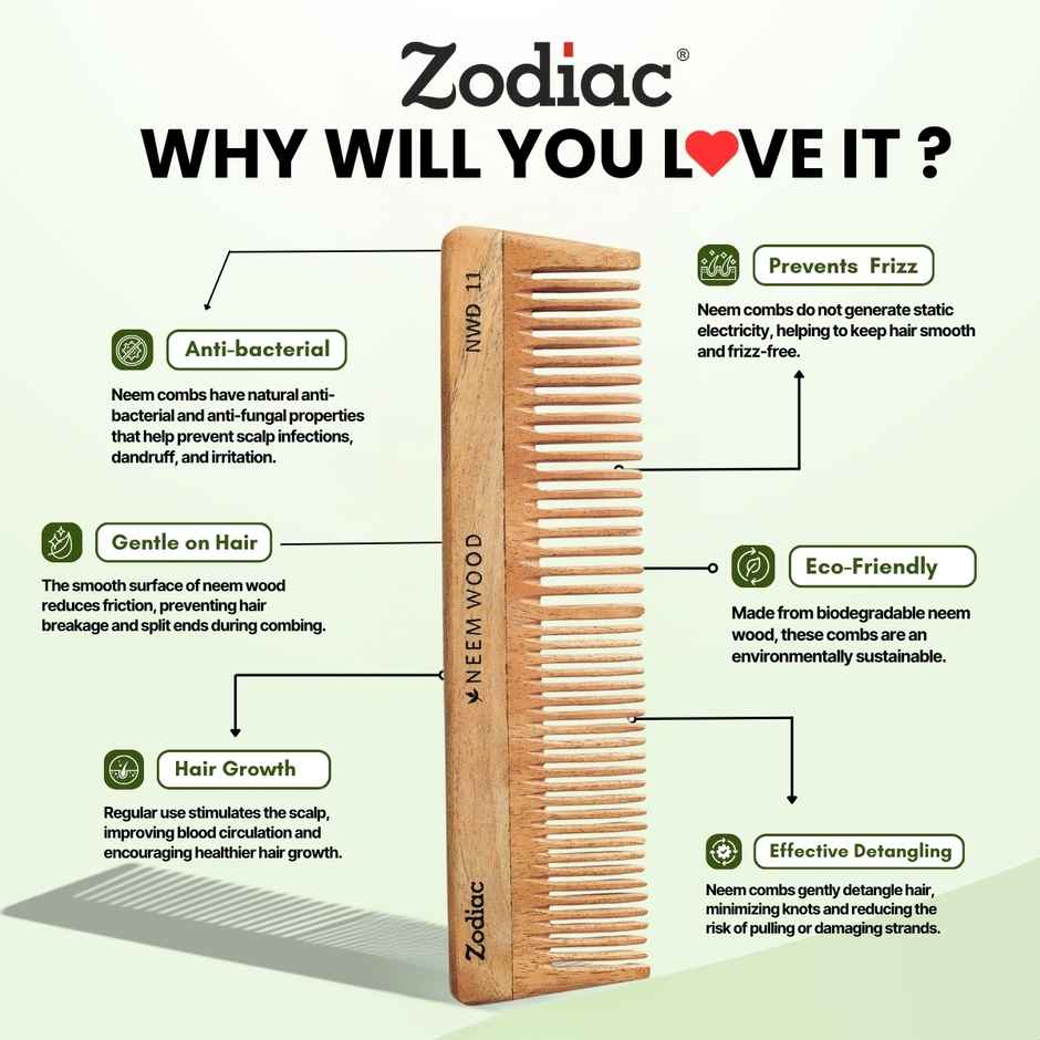 Zodiac Neem Wood Comb 11