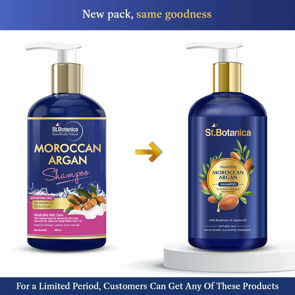 St.Botanica Moroccan Argan Hair Conditioner To Nourish Dull Dry & Frizzy Hair No Parabens(300ml) & St.Botanica Moroccan Argan Hair Shampoo To Nourish Dull Dry & Frizzy Hair No Parabens & Sulphates(300ml) Combo