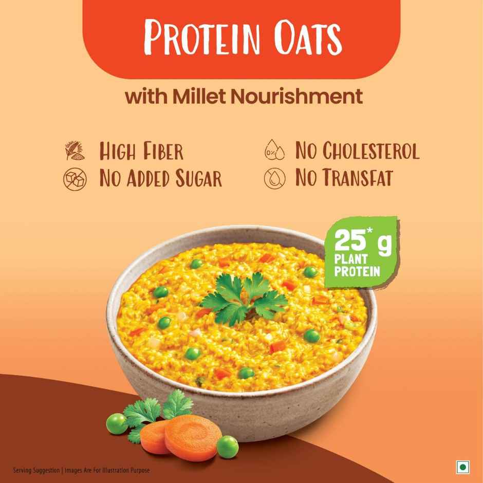 Tata Soulfull No Cook Millet Hi Protein Masala Oats with Real Vegetables, 25g Plant Protein