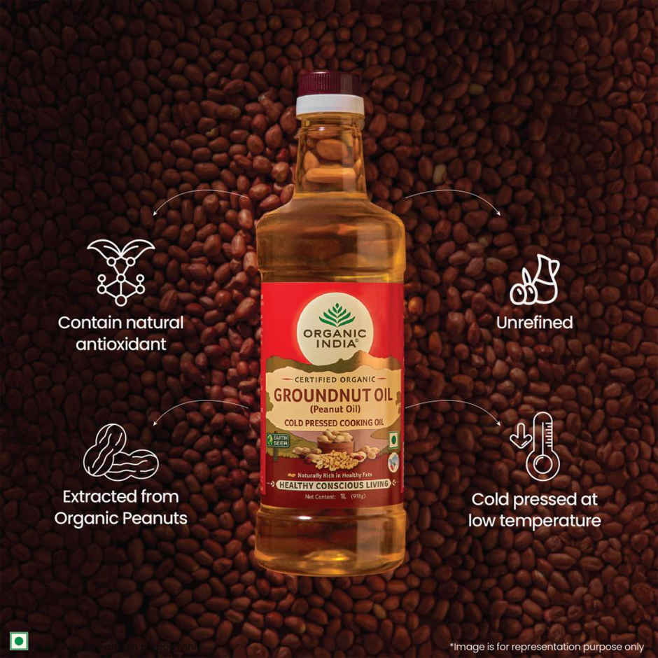 A TATA Product - Organic India Groundnut (Peanut) Oil, Cold Pressed Unrefined Oil