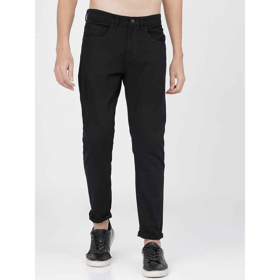 Ketch Men Black Tapered Fit Cotton Chinos | Black | 36