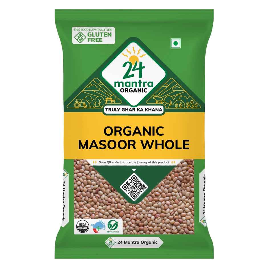 24 Mantra Organic Masoor Whole | With Skin