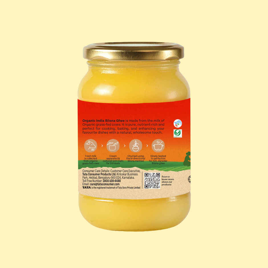 A Tata Product - Organic India Pure Bilona Ghee | Glass Bottle | Labs Tested On 250+ Parameters