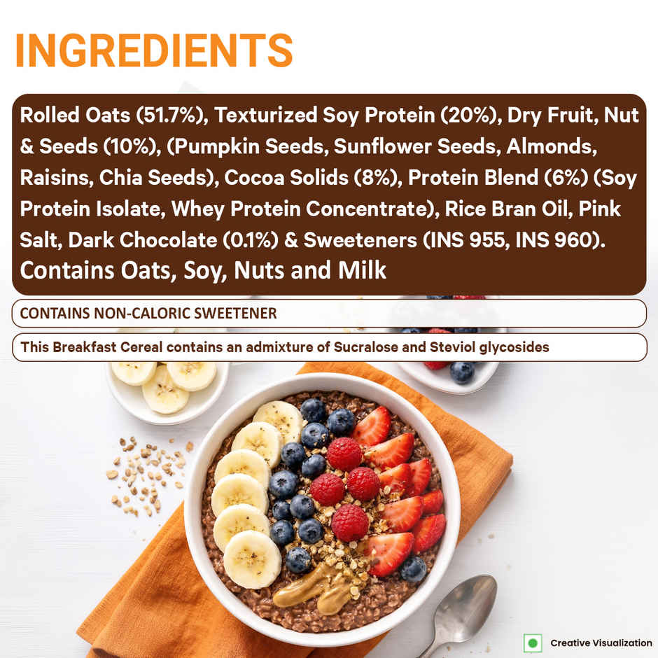 Sundrop Heart High Protein Oats, Zero Sugar Added, Whey Protein Added, Chocolate