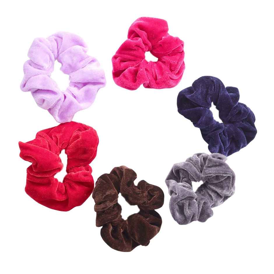 Matkooz Velvet Plain Scrunchies (Brown Grey Navy Blue Hot Pink Lavender Red)