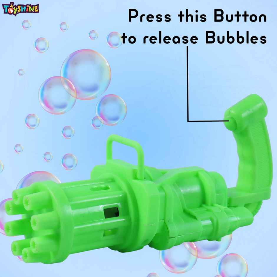Toyshine 8 Hole Electric Bubbles Gun Gatling Bubble Machine Toy With Scoup Bottle | Green