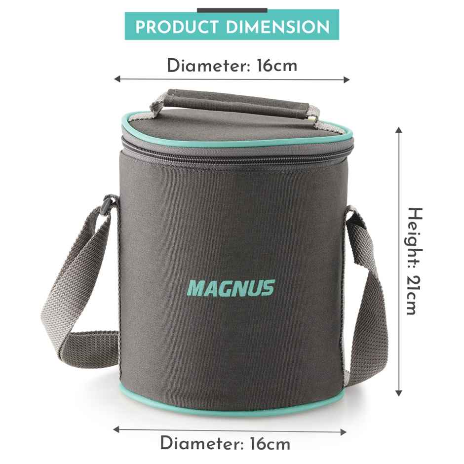 Magnus Vivid Solid Glass Lunch Box - Round Microwave Safe Borosilicate Container | 400 ml x 3 & Bag