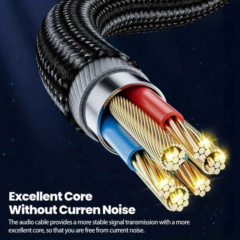 BESTOR Aux Cord, 3.5 MM Audio Cable Male to Male Gold Plated Connectors Braided Auxiliary Stereo Jack, Compatible with Headphone, Car, Phone, Speaker(1.5 Meter) - Black