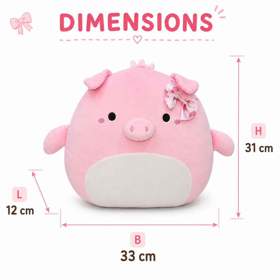 Zoowee Pink Pig Pillow Soft Toy | 33 cm