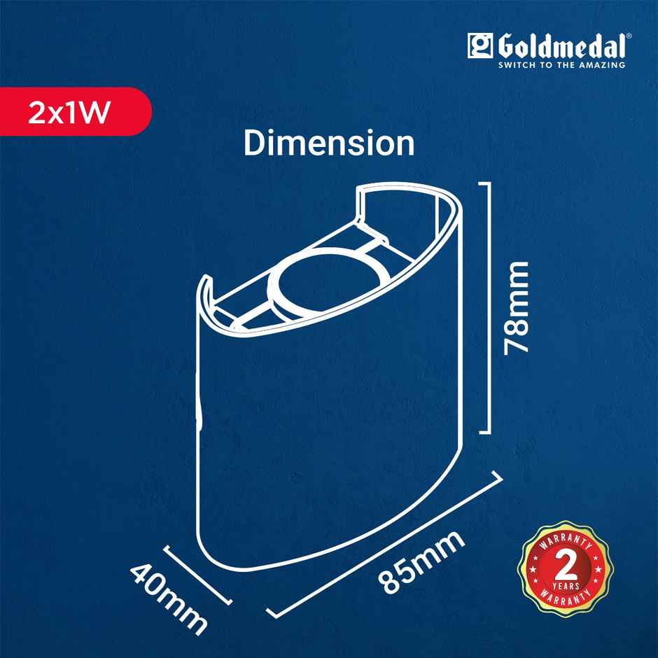 Gold Medal Parkos 01 2W Up-Down LED Outdoor Wall Light | IP54 Waterproof Exterior Wall Mount | Decorative Indoor/Outdoor Light for Garden, Balcony & Gate