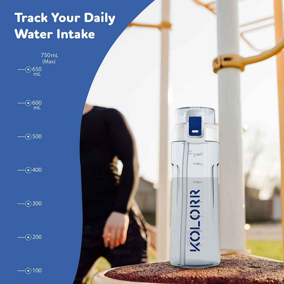 Kolorr Glide + 750 ml Bottle | White & Blue | Ideal for Travel & Everyday Hydration