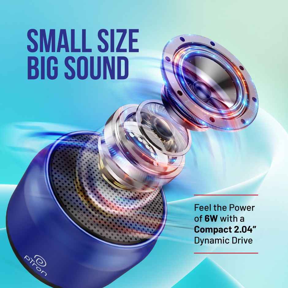 pTron Fusion Hook v2 6W Bluetooth Speaker | 8H Playtime | 2.04" Neo Driver For Pristine Sound - Blue