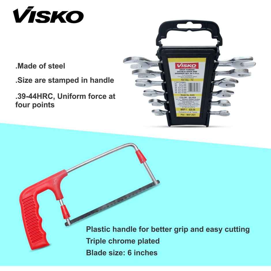 Visko 819 Hand Tools Combo With Junior Hacksaw Frame | Allen Key Set | Screwdrivers | Doe Spanner