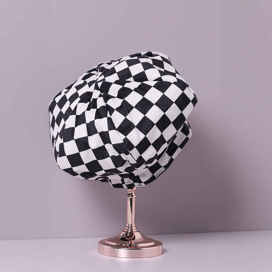 Haute Sauce Women's Checkered Blended Fabric Beret Hat | Black and White - Free Size