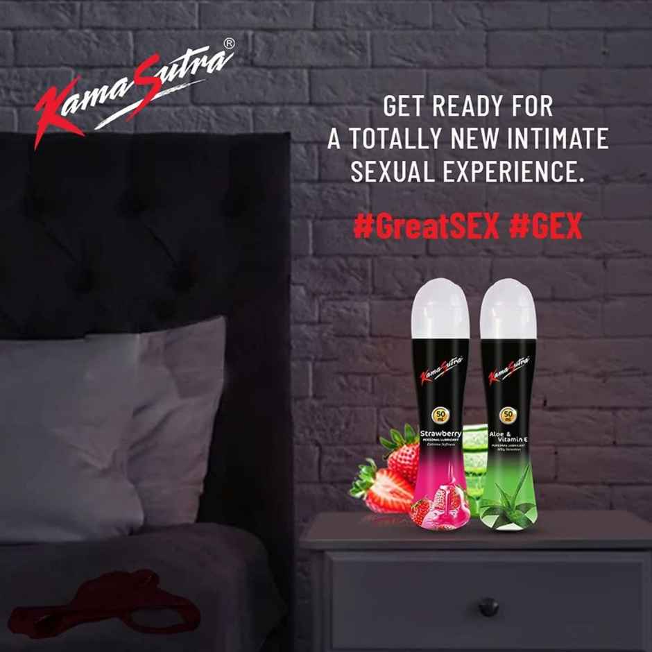 Kama Sutra Strawberry Pleasure Flavoured Condoms(10pc) & Kama Sutra Personal Lube Strawberry(50ml) Combo
